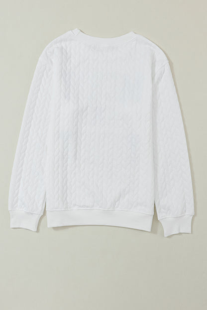 XOXO Chenille Letter Patch Quilted Sweatshirt