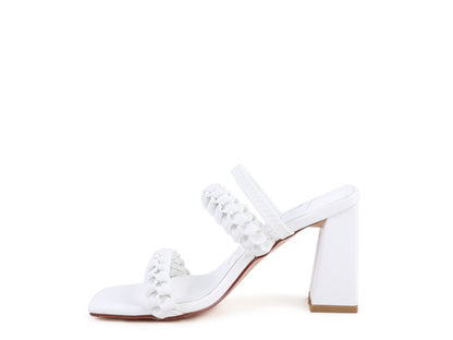 ARNIE BRAIDED BLOCK HEELED SLIDER SANDALS