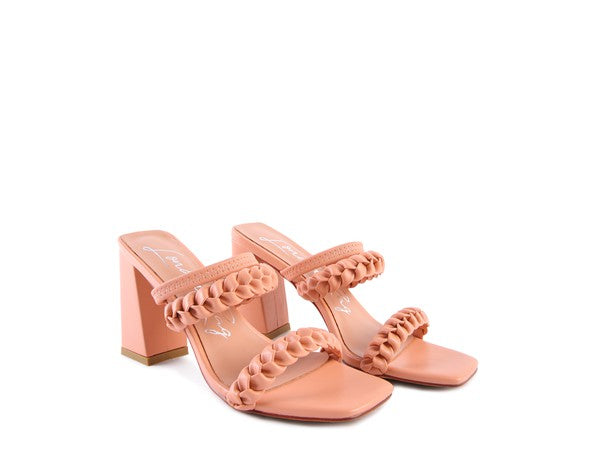 ARNIE BRAIDED BLOCK HEELED SLIDER SANDALS