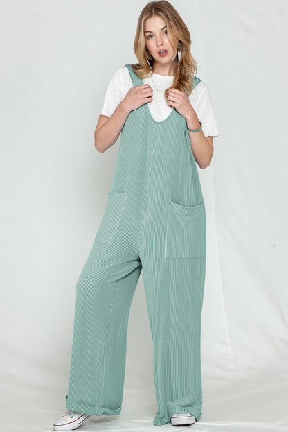 Oversized Ribbed Wide Leg Jumpsuit