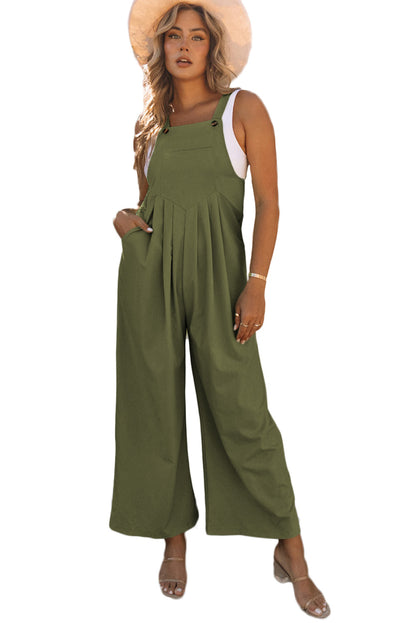 Sleeveless Pleated Wide Leg Jumpsuit