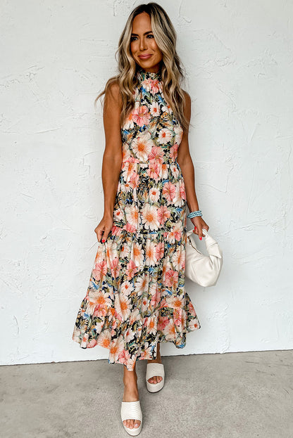 Floral Print Ruffle Tiered Maxi Dress