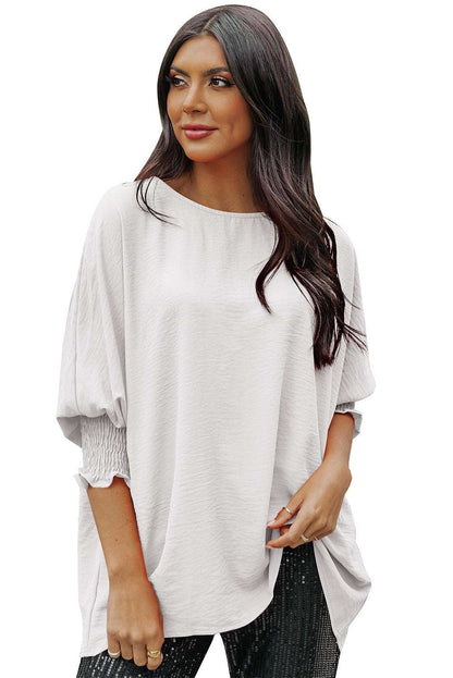 Casual Shirred Cuffs Half Sleeve Top