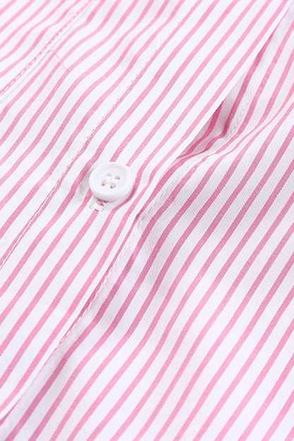 Striped Casual Shirred Cuffs Shirt