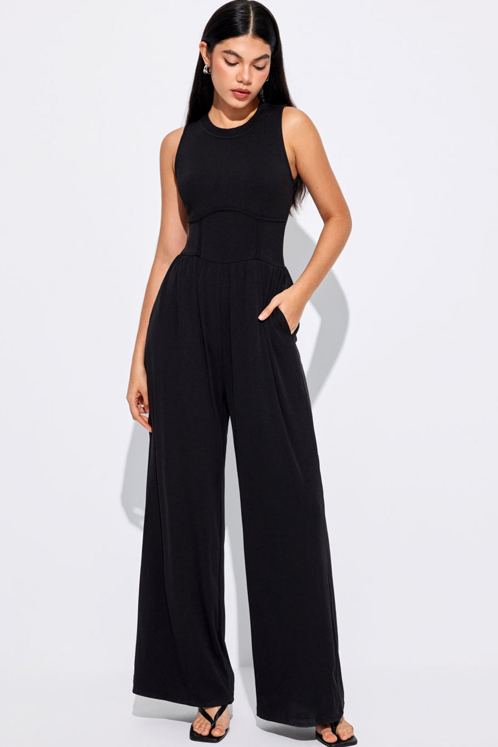 Sleeveless High Waist Wide Leg Jumpsuit