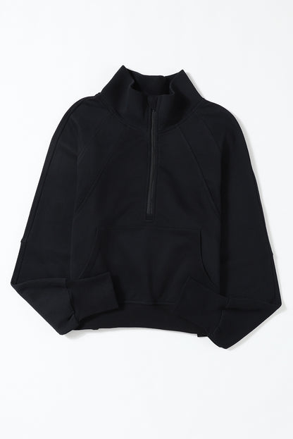 Zip Up Stand Collar Thumb hole Sleeve Sweatshirt