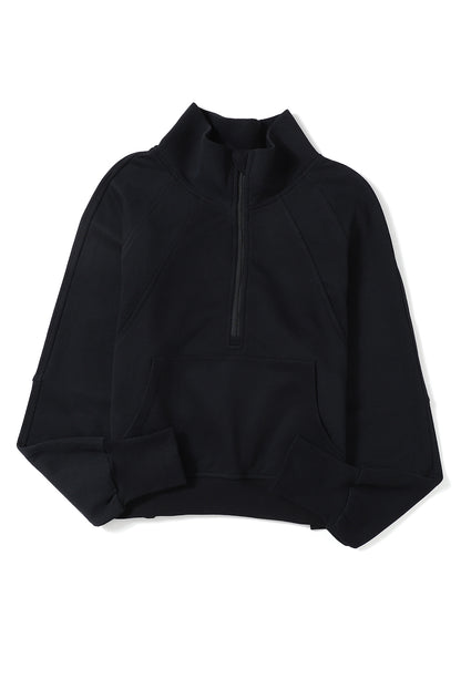 Zip Up Stand Collar Thumb hole Sleeve Sweatshirt