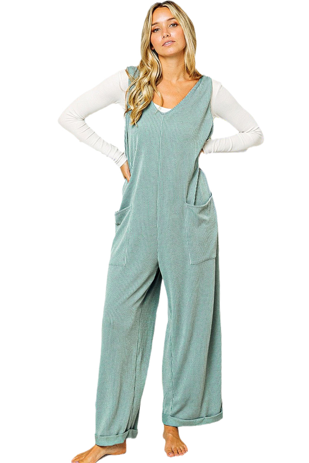 Oversized Ribbed Wide Leg Jumpsuit