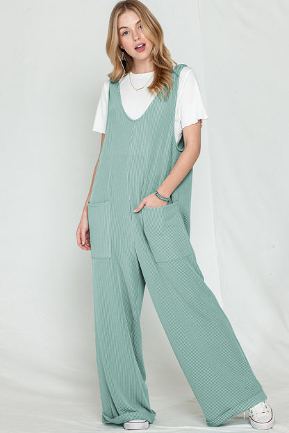 Oversized Ribbed Wide Leg Jumpsuit