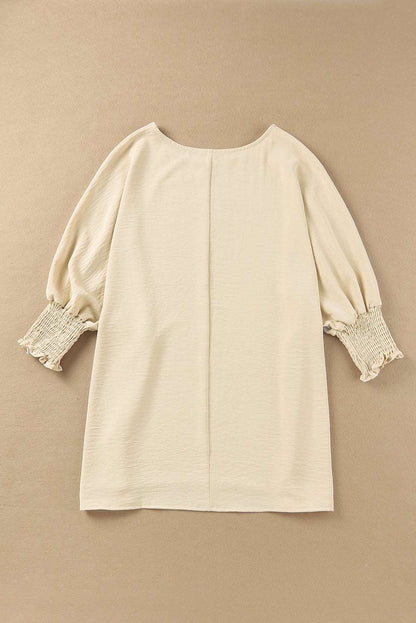 Casual Shirred Cuffs Half Sleeve Top