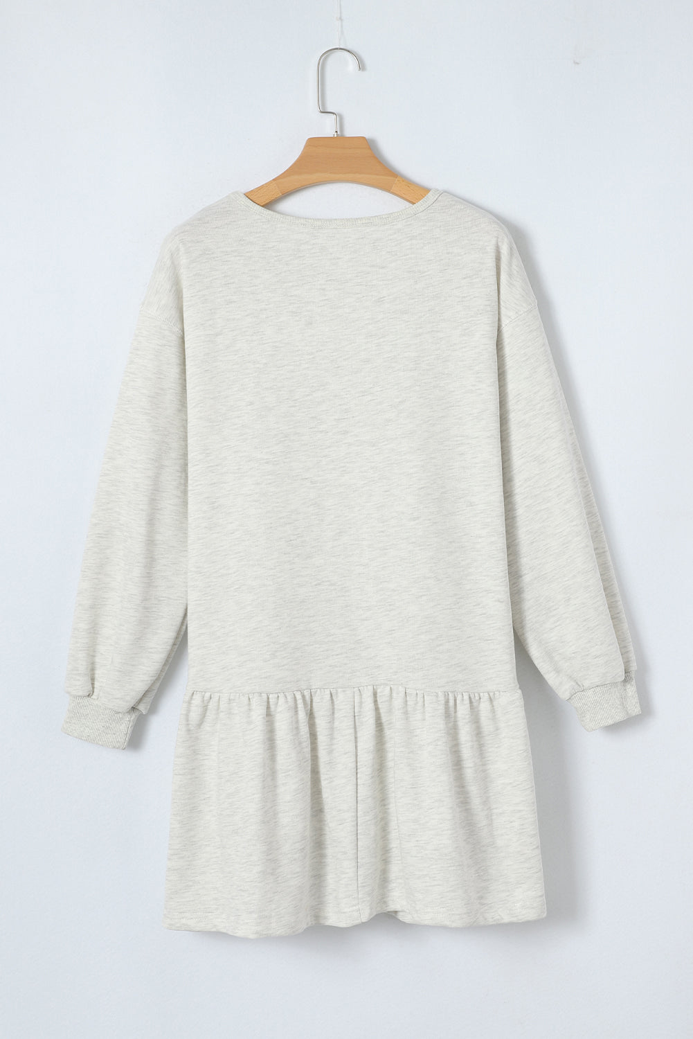 Solid Color Ruffle Hem Mini Sweatshirt Dress