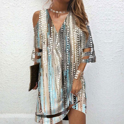 V Neck Summer Tie Dye Dresses