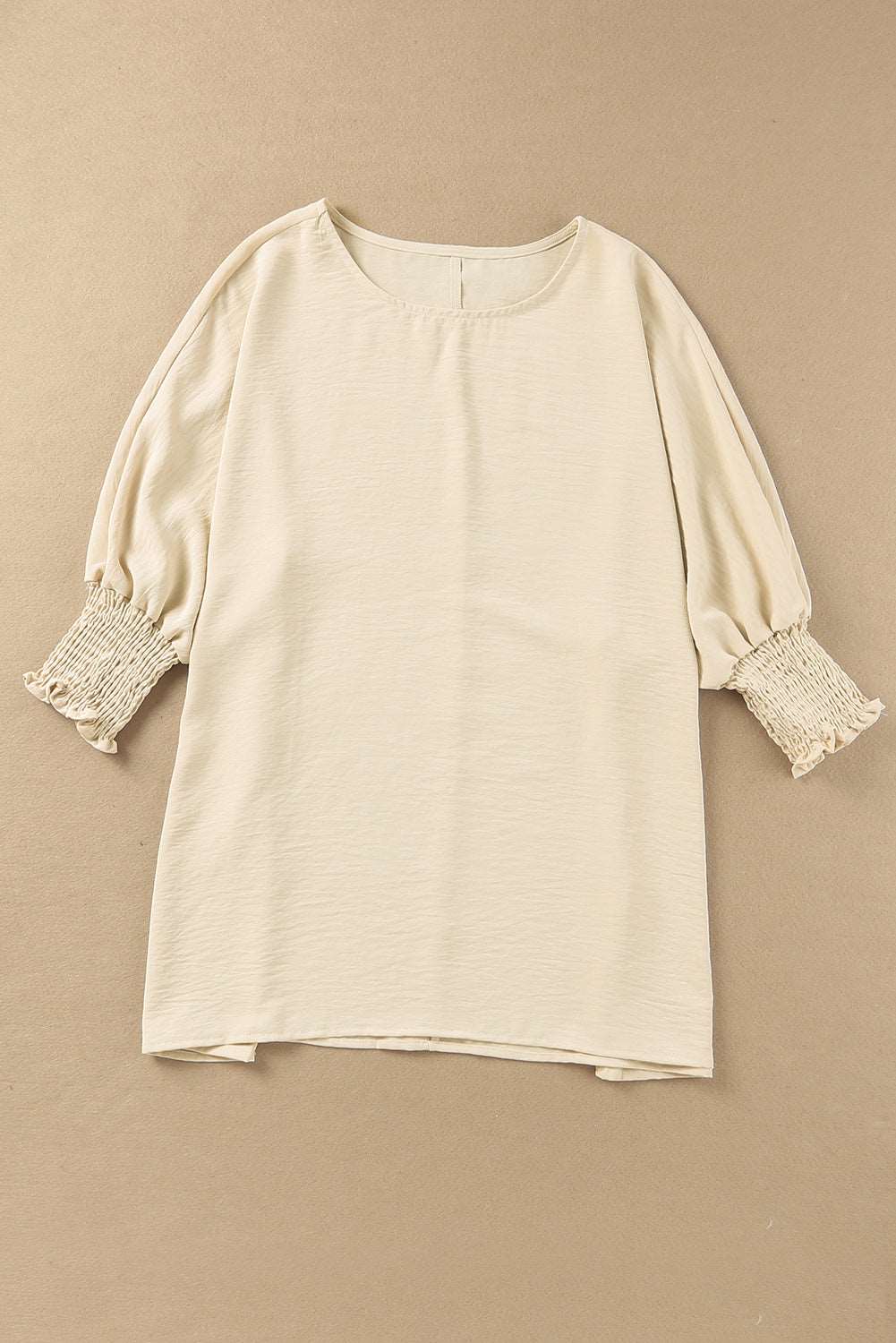 Casual Shirred Cuffs Half Sleeve Top