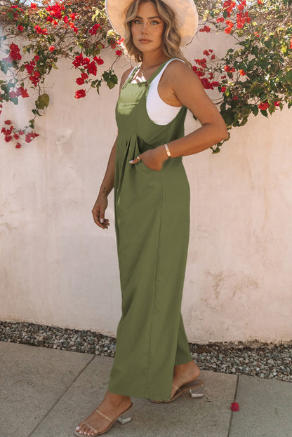 Sleeveless Pleated Wide Leg Jumpsuit