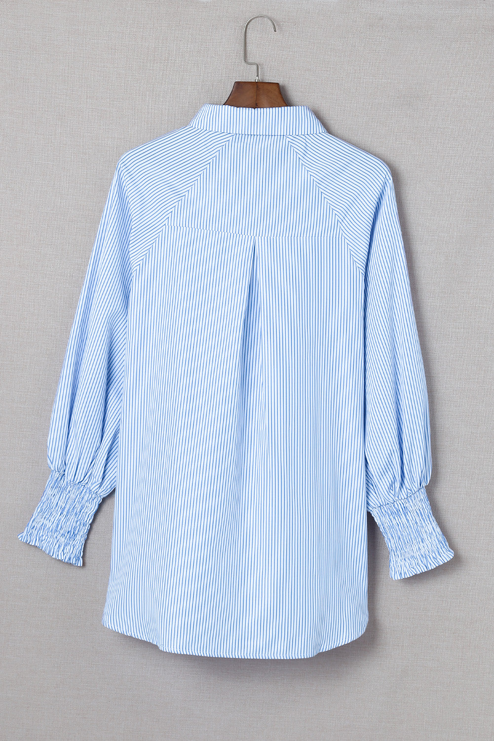 Striped Casual Shirred Cuffs Shirt