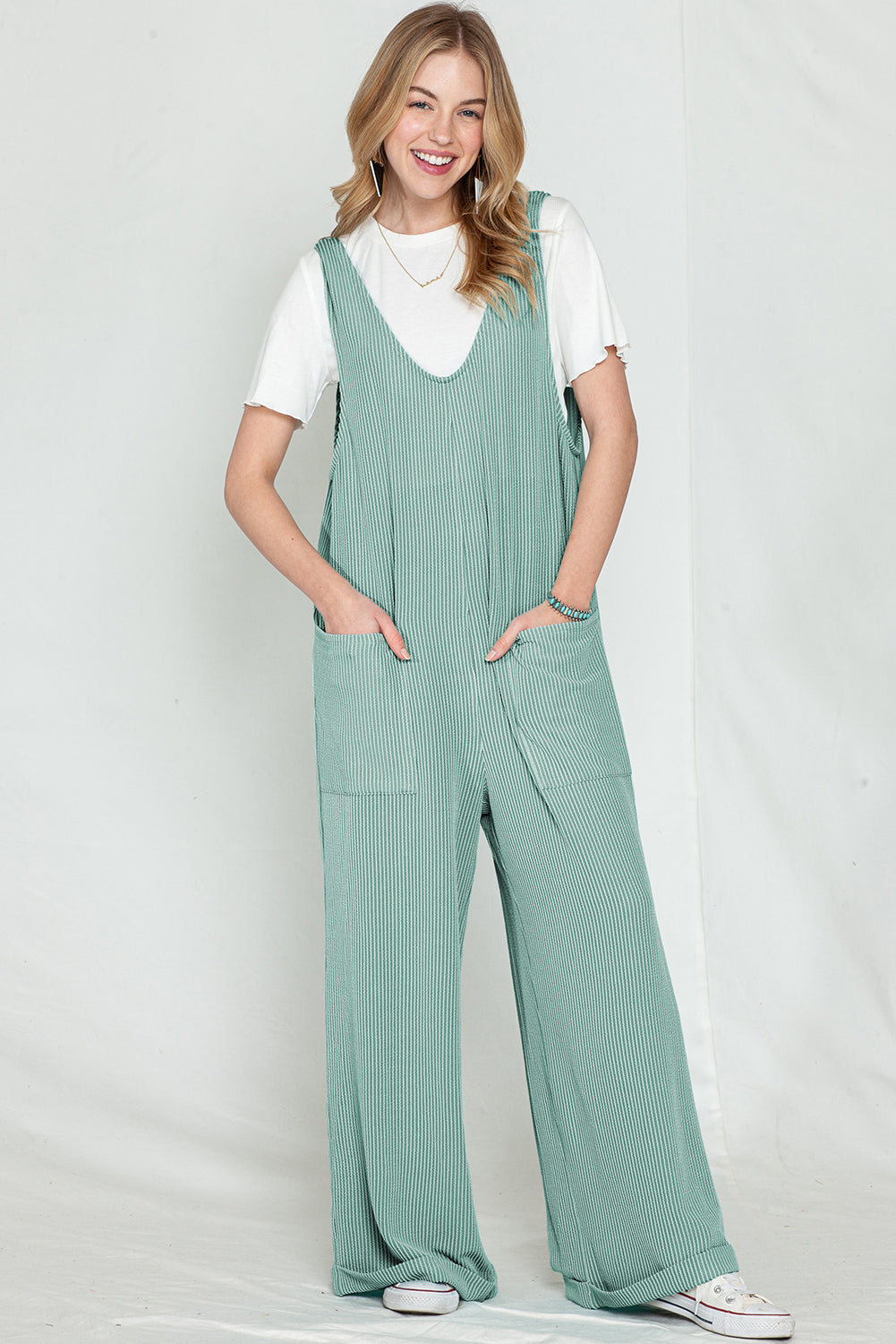 Oversized Ribbed Wide Leg Jumpsuit