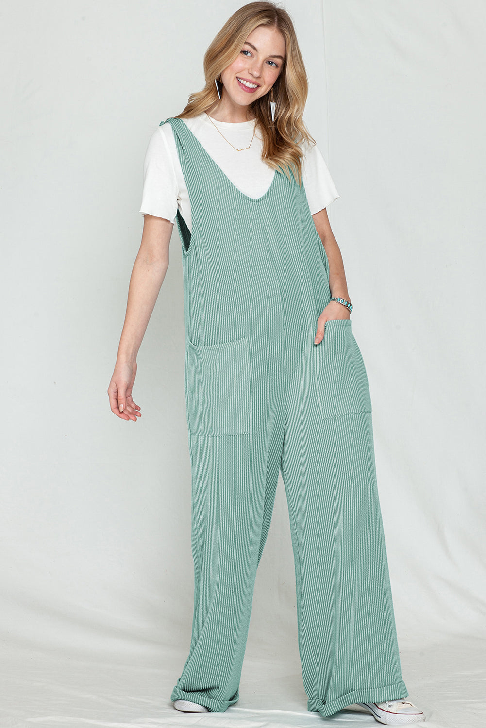 Oversized Ribbed Wide Leg Jumpsuit