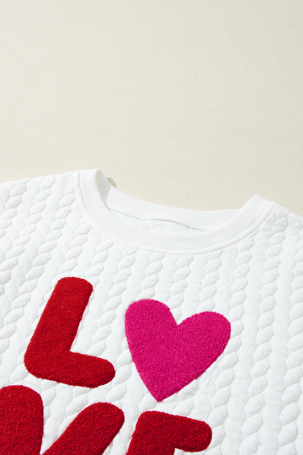 XOXO Chenille Letter Patch Quilted Sweatshirt