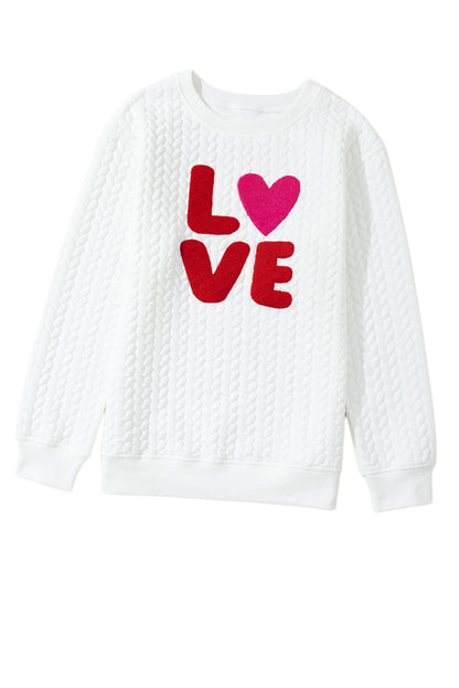 XOXO Chenille Letter Patch Quilted Sweatshirt