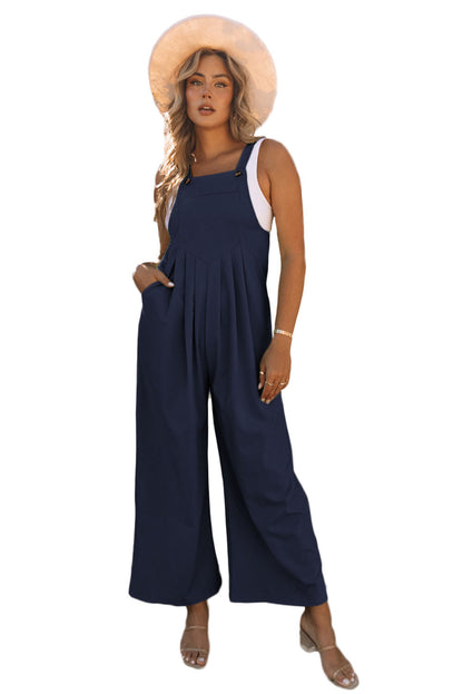 Sleeveless Pleated Wide Leg Jumpsuit