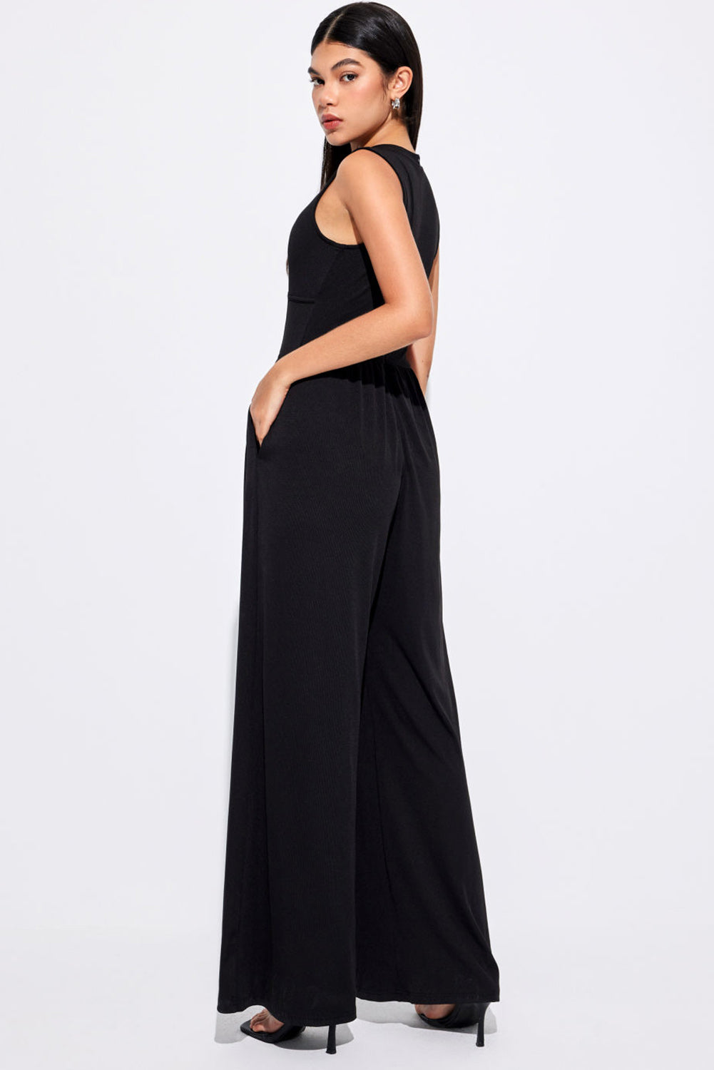 Sleeveless High Waist Wide Leg Jumpsuit