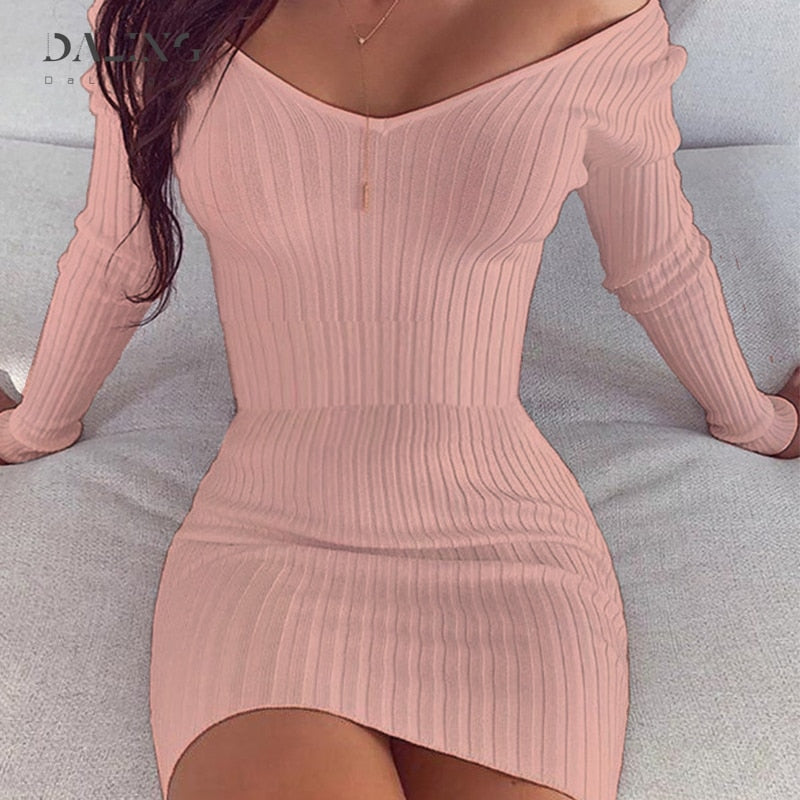 Warm & Sexy Off Shoulder Sweater Dress