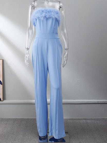 Sequined Feather-paneled Jumpsuit